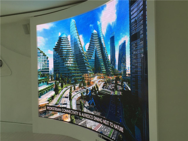 Full Color HD Led Video Wall Curved Design With Front Service Aluminum Cabinet